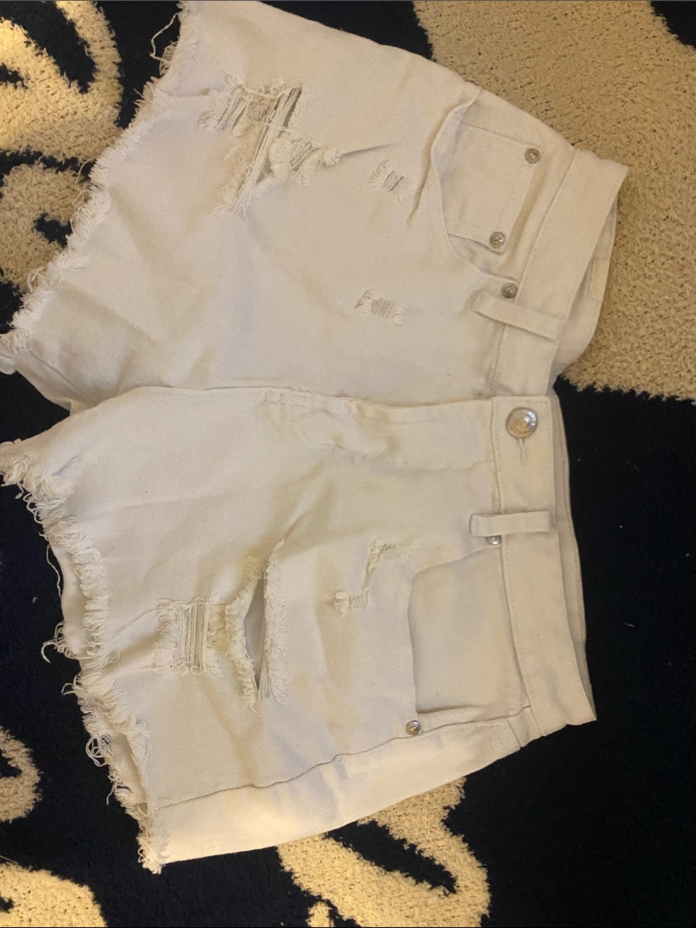 White Distressed Women's Denim Shorts